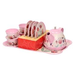 Metalen Theeserviesje Roze, 15dlg. New