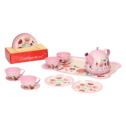 Metalen Theeserviesje Roze, 15dlg. New