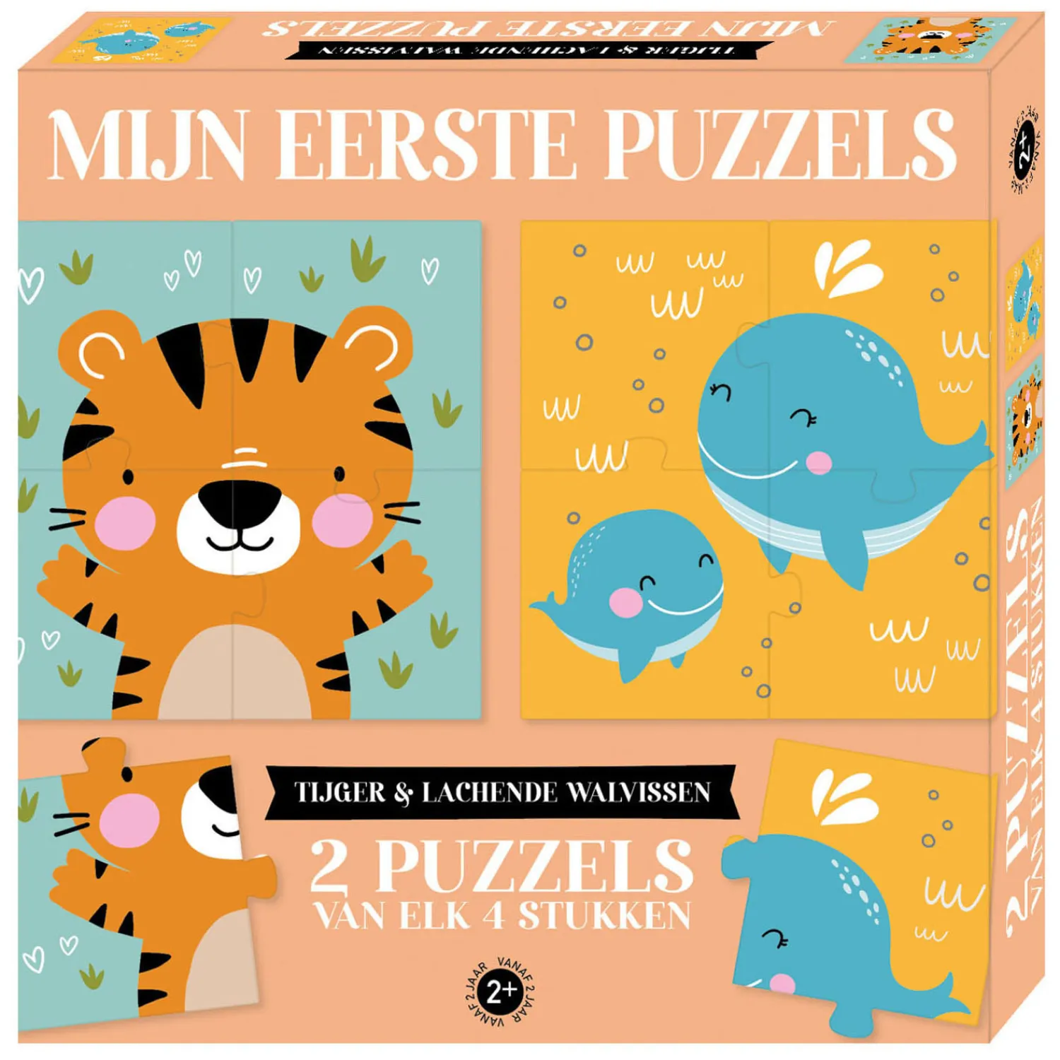 Mijn Eerste Puzzels - Tijger & lachende walvissen, 2x4st.- Discount