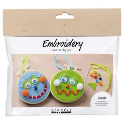 Creativ Company Mini Hobbyset Gezichtjes Borduren Blauw en Groen Best