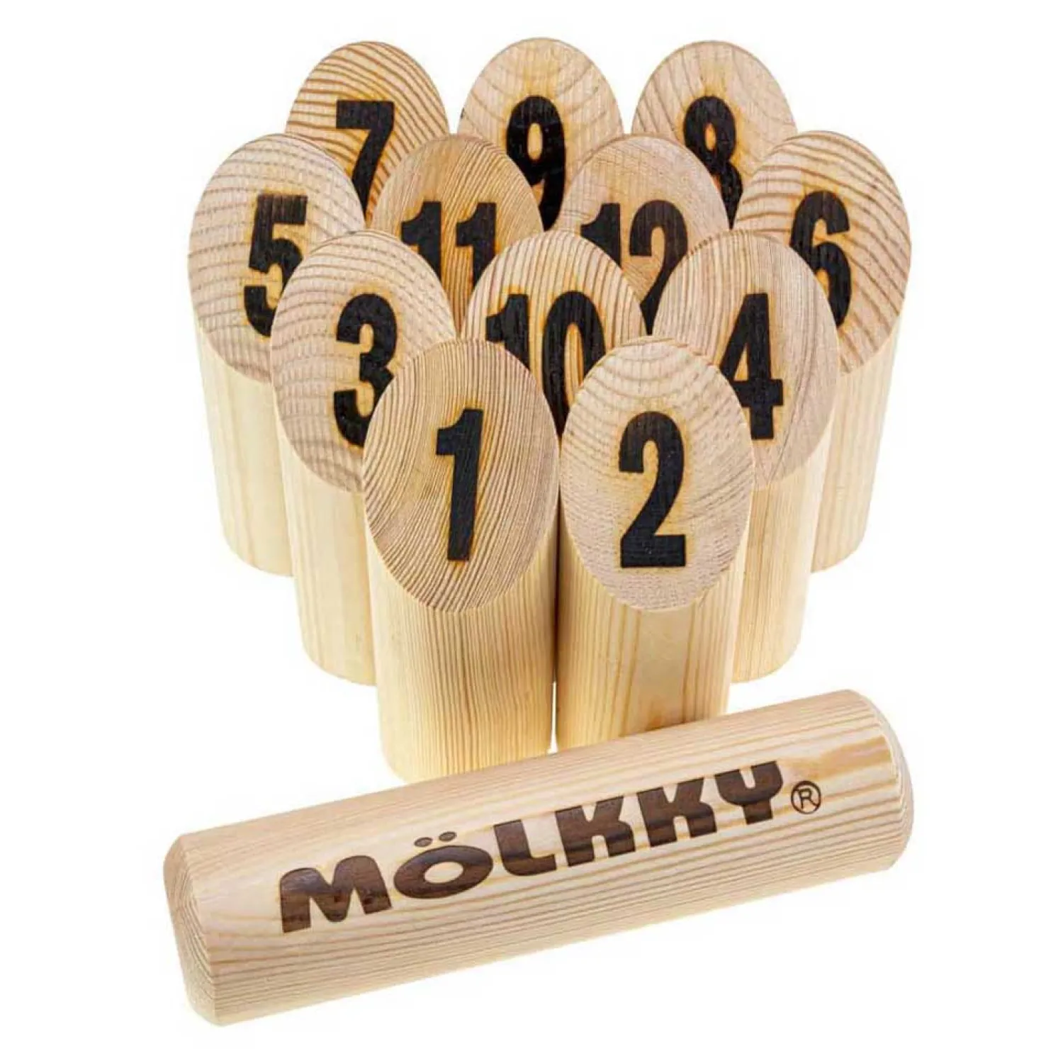 Molkky GO Grenenhout Werpspel met 12 Kegels-Selecta Clearance