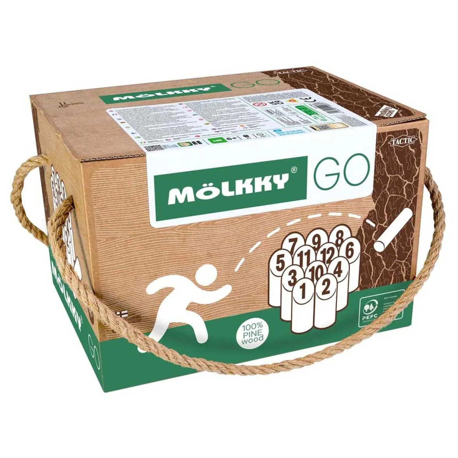 Molkky GO Grenenhout Werpspel met 12 Kegels-Selecta Clearance