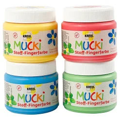 Creativ Company Muck Vingerverf Blauw/Groen/Rood/Geel, 4x150ml Clearance