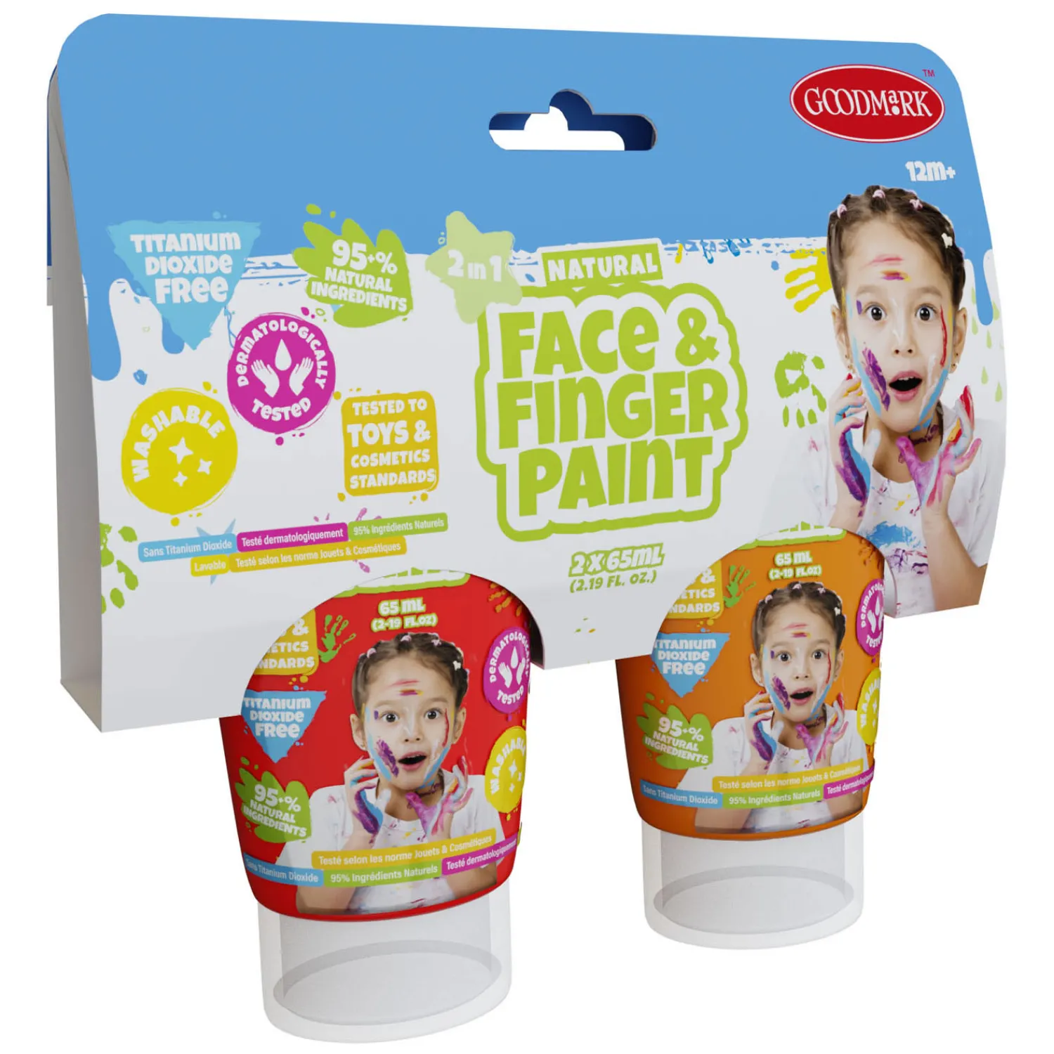 Natural Face & Fingerpaint Tube - Rood en Oranje, 2x65ml-Boti Hot