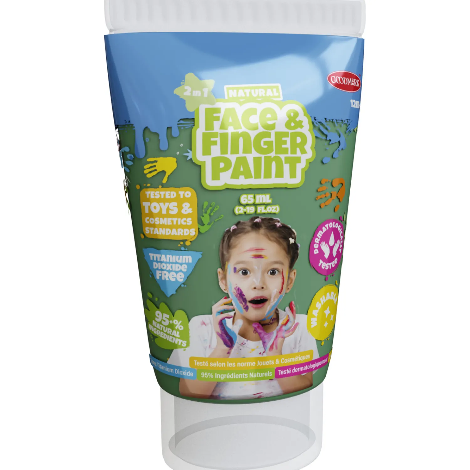 Natural Face & Fingerpaint Tube - Groen, 65ml>Boti Online