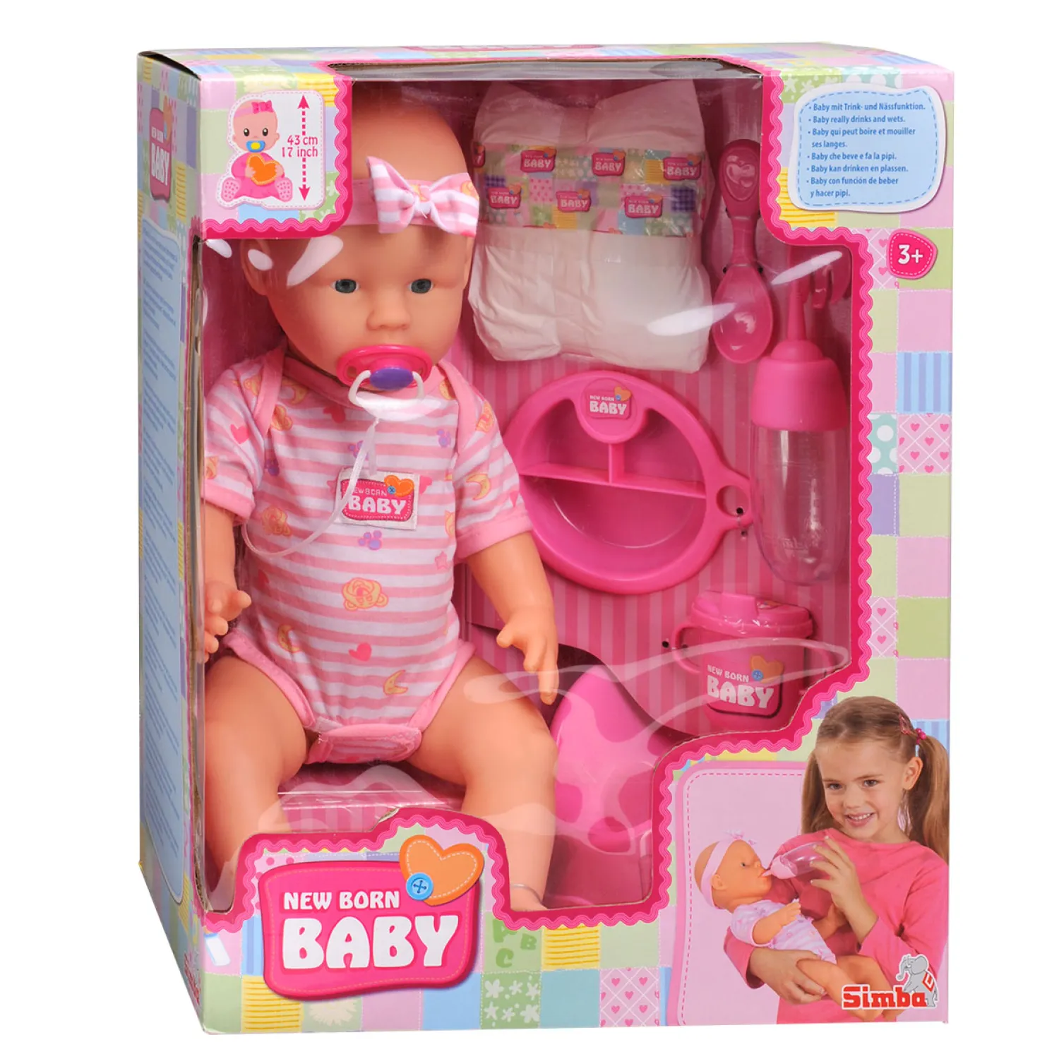 Drink- en Plaspop, 8dlg.-New Born Baby Hot