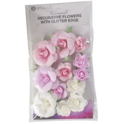 Papieren Bloemen met Glitters Discount