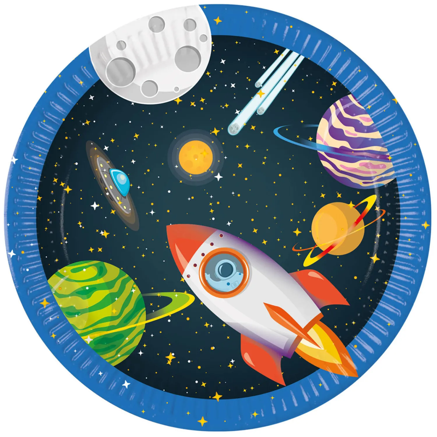 Papieren Bordjes FSC Raket Ruimte, 8st.-Globos Online