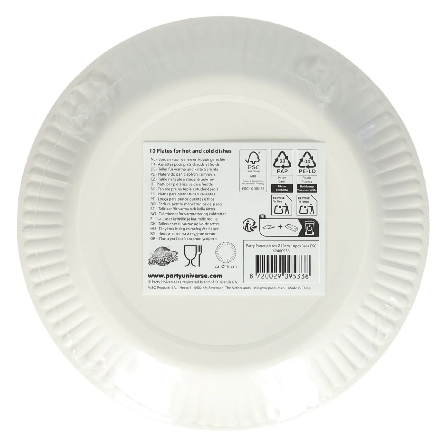 Papieren Feest Borden 18cm, 10st.- New