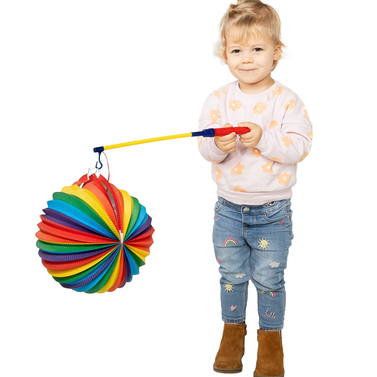 Papieren Lantaarn Rond Regenboog, 25cm>Globos Online