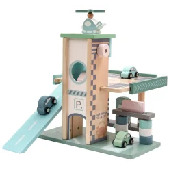 Playwood Pastelkleurige Houten Parkeergarage en Tankstation met Lift Discount