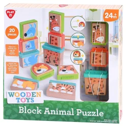 Playgo Play Houten Blokpuzzel Dieren, 20dlg. Best