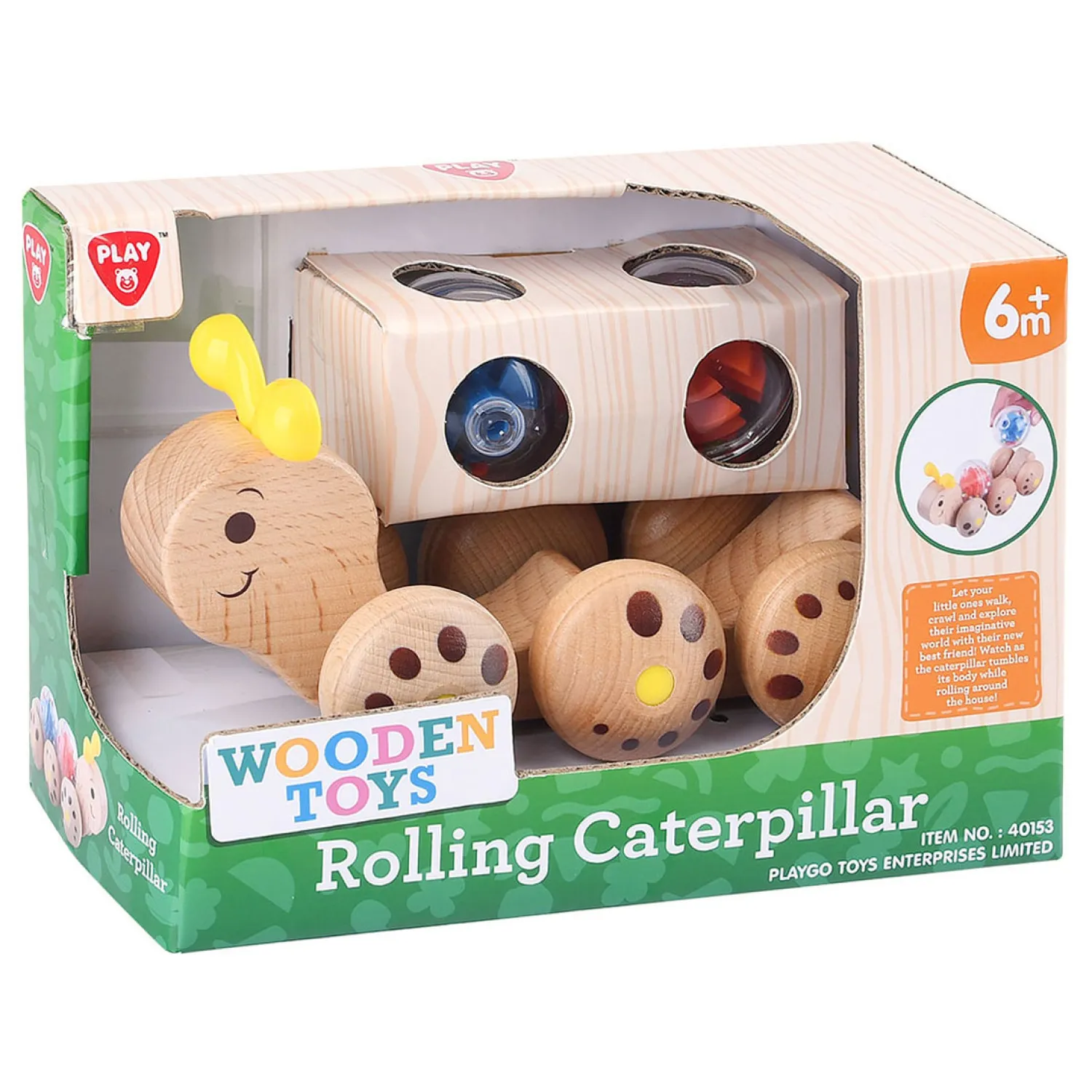 Playgo Play Houten Rollende Rups Outlet