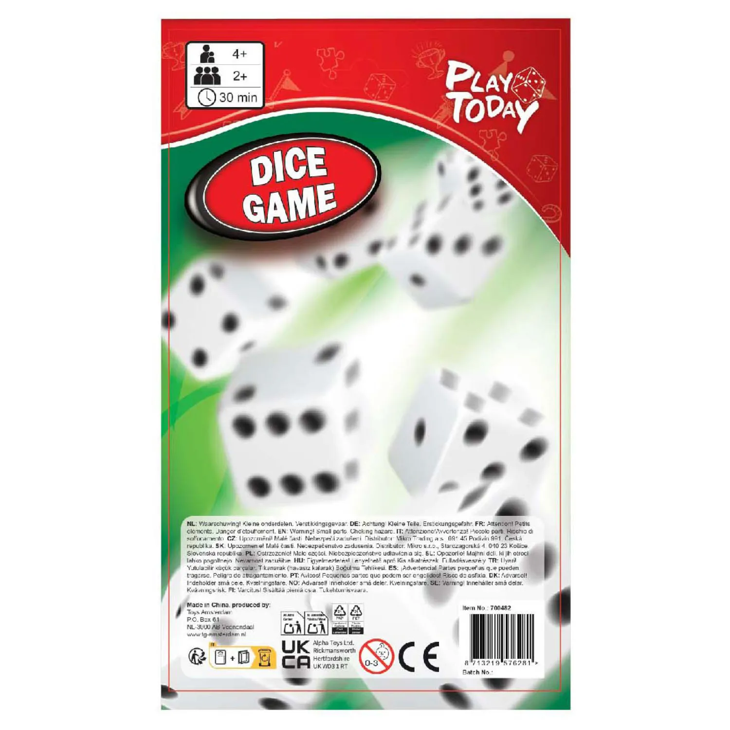 Play Today Dobbelspel met Beker en 5 Dobbelstenen- Clearance