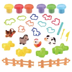 Boerderij en Dieren Kleiset - 6 Kleipotjes-Playgo