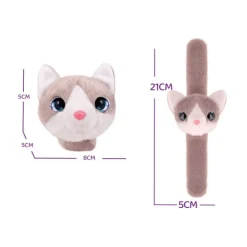 Pluche Klaparmband Katje Grijs Hot