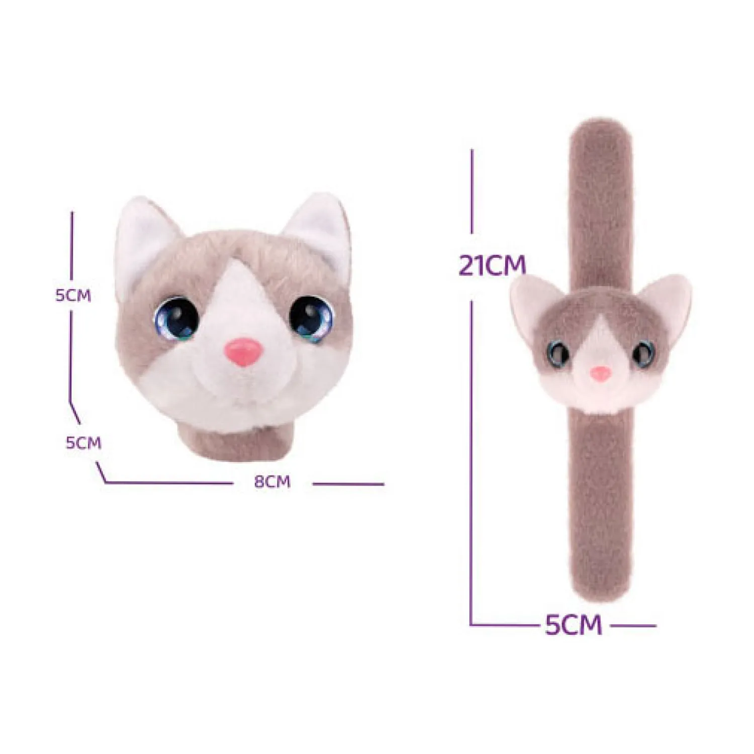 Pluche Klaparmband Katje Grijs Hot