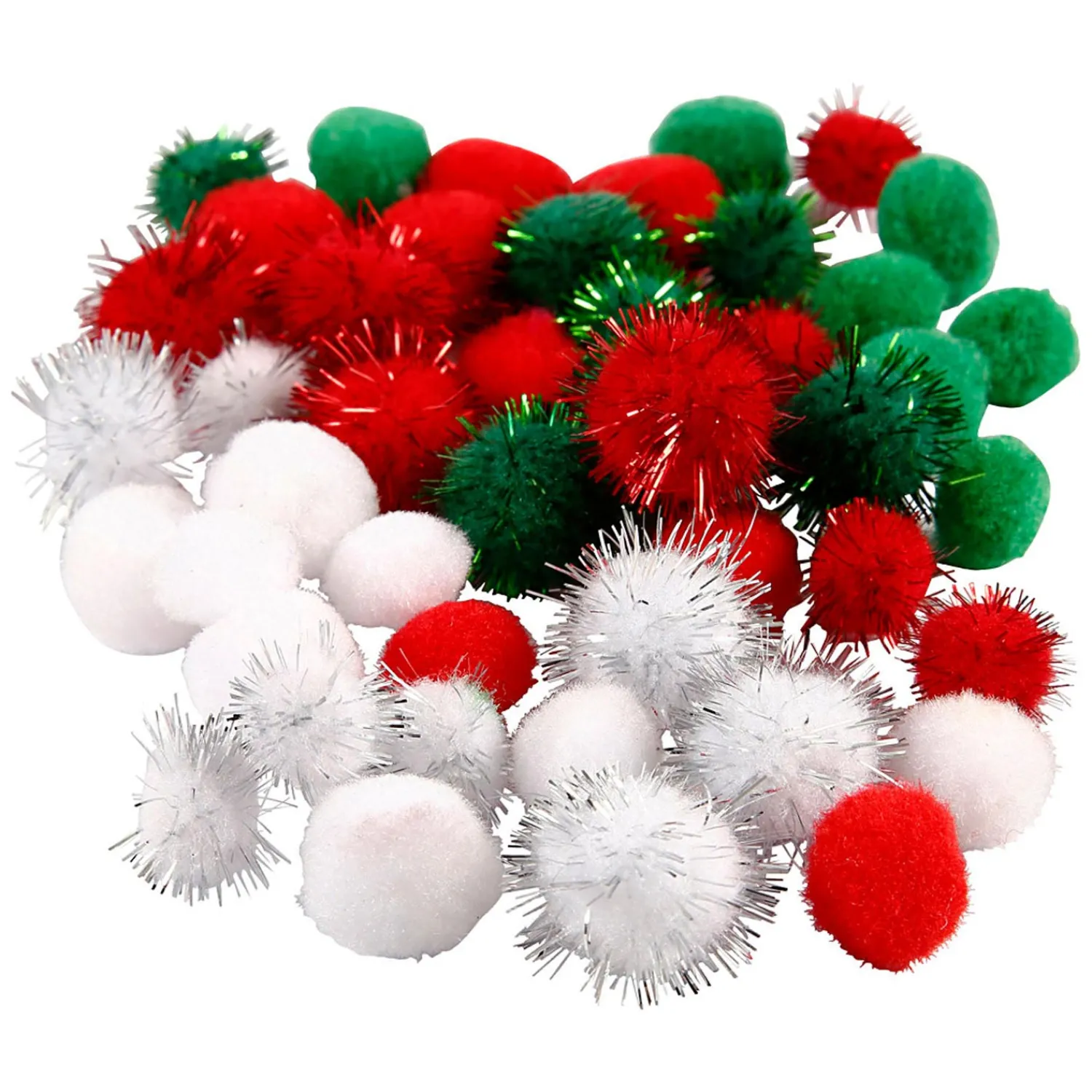Creativ Company Pompoms Kerst, 48st. Hot