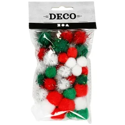 Creativ Company Pompoms Kerst, 48st. Hot