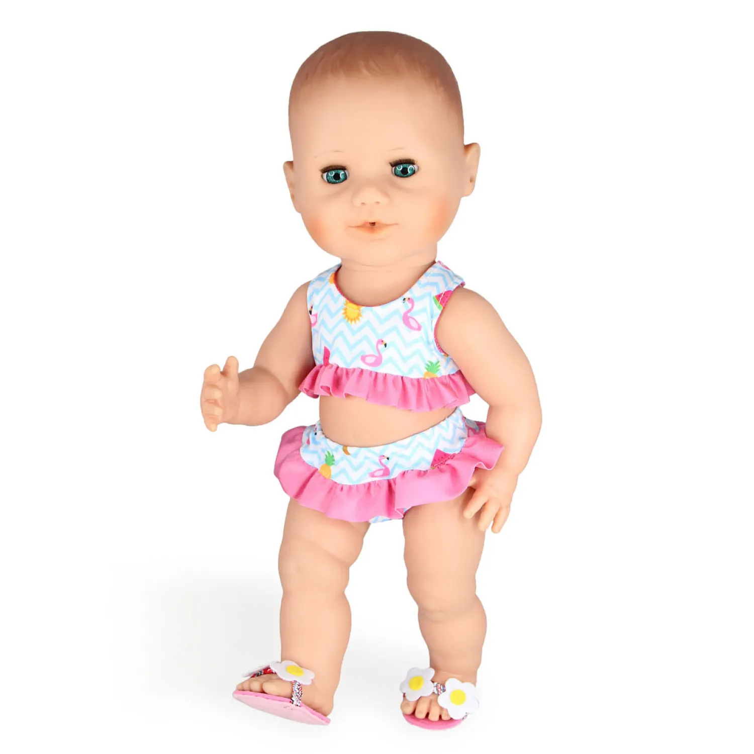 Poppen Bikini met Slippers Flamingo, 35-45 cm>Heless Online