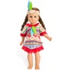 Poppen Indianenset Blauwe Veren, 28-35 cm-Heless Online