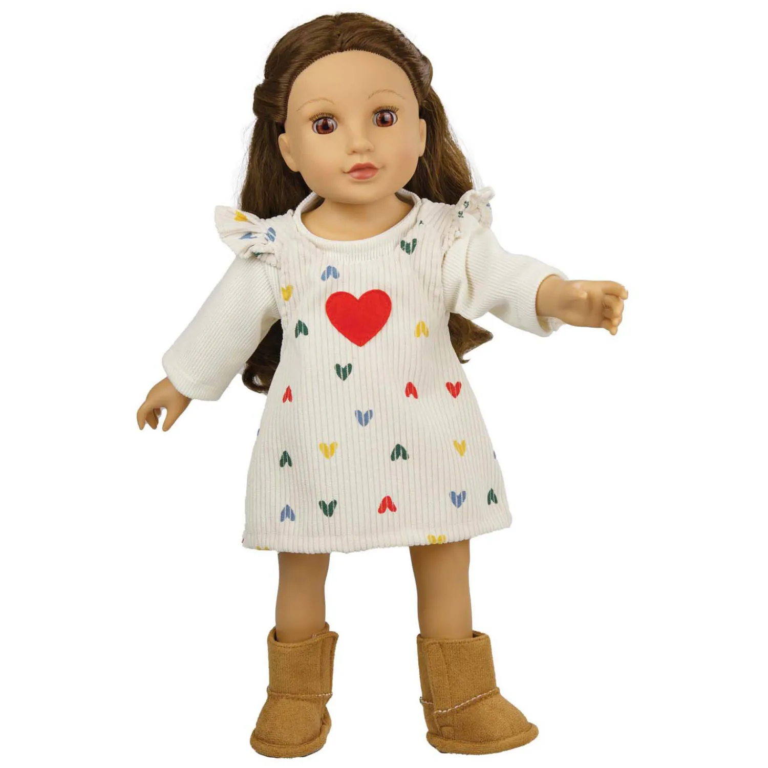 Poppen Ribfluwelen Jurk Hartjesconfetti, 35-45 cm-Heless Outlet