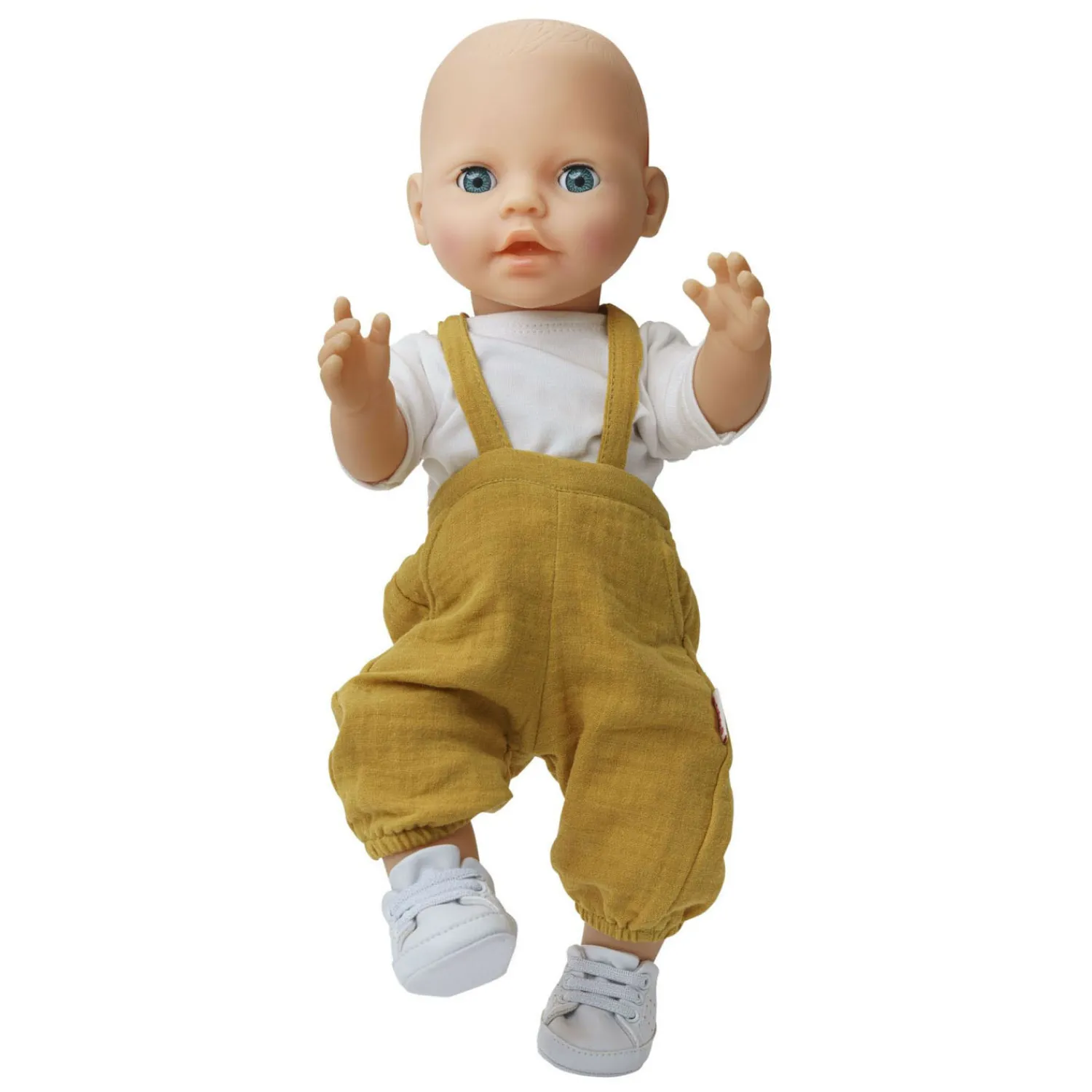 Poppen Tuinbroek Okergeel, maat 28-35 cm-Heless Sale