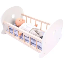 Poppenbedje Schommelwieg, Grijs/Wit- Best