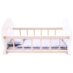 Poppenbedje Schommelwieg, Grijs/Wit- Best