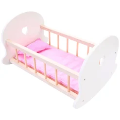 Poppenbedje Schommelwieg, Roze/Wit> Online