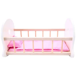 Poppenbedje Schommelwieg, Roze/Wit><noscript><img width=