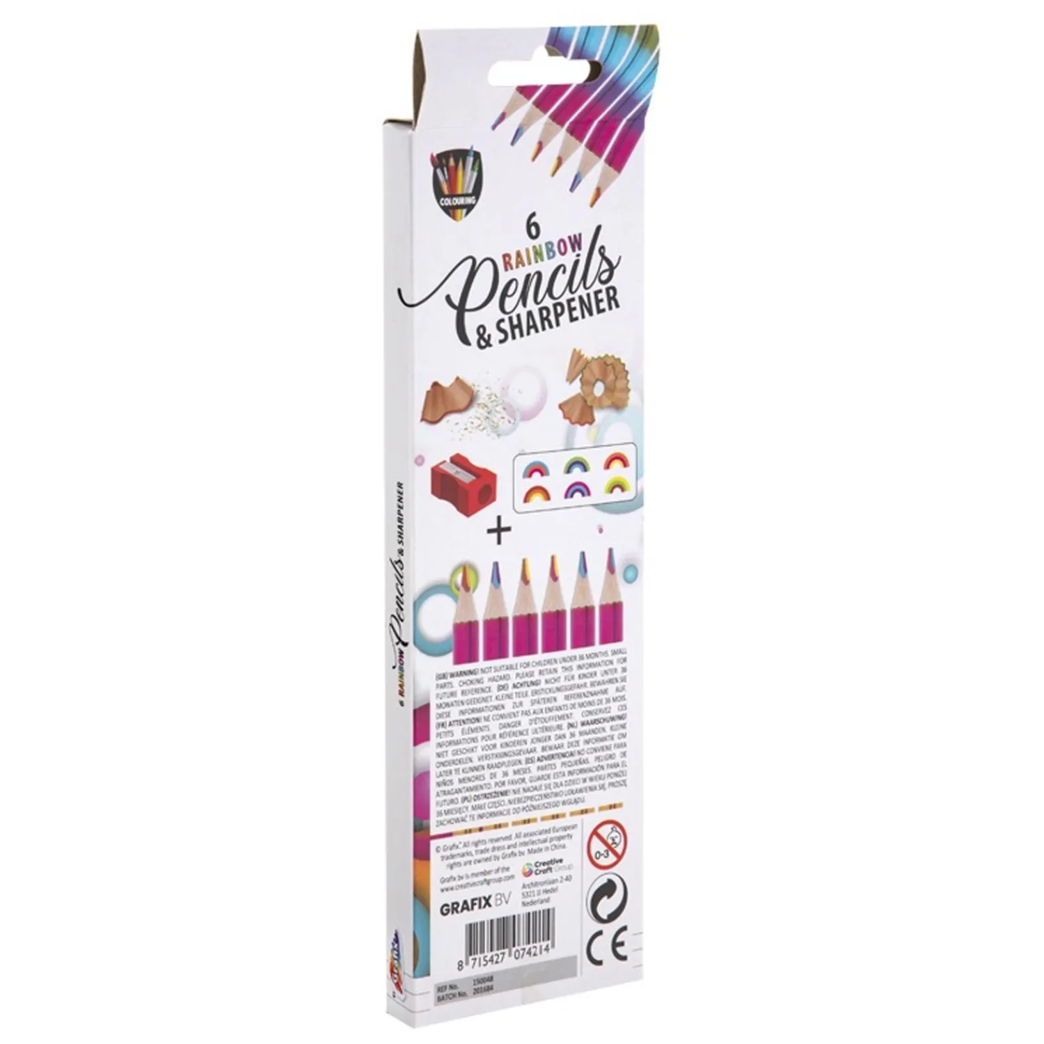 Potloden met Puntenslijper Regenboog>Grafix Discount