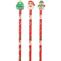 Potlood met Gum Kerst, 3st. Clearance