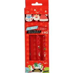 Potlood met Gum Kerst, 3st. Clearance