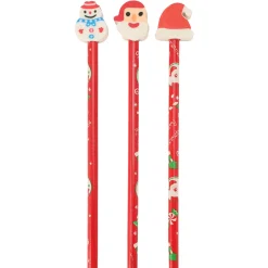 Potlood met Gum Kerst, 3st. Clearance