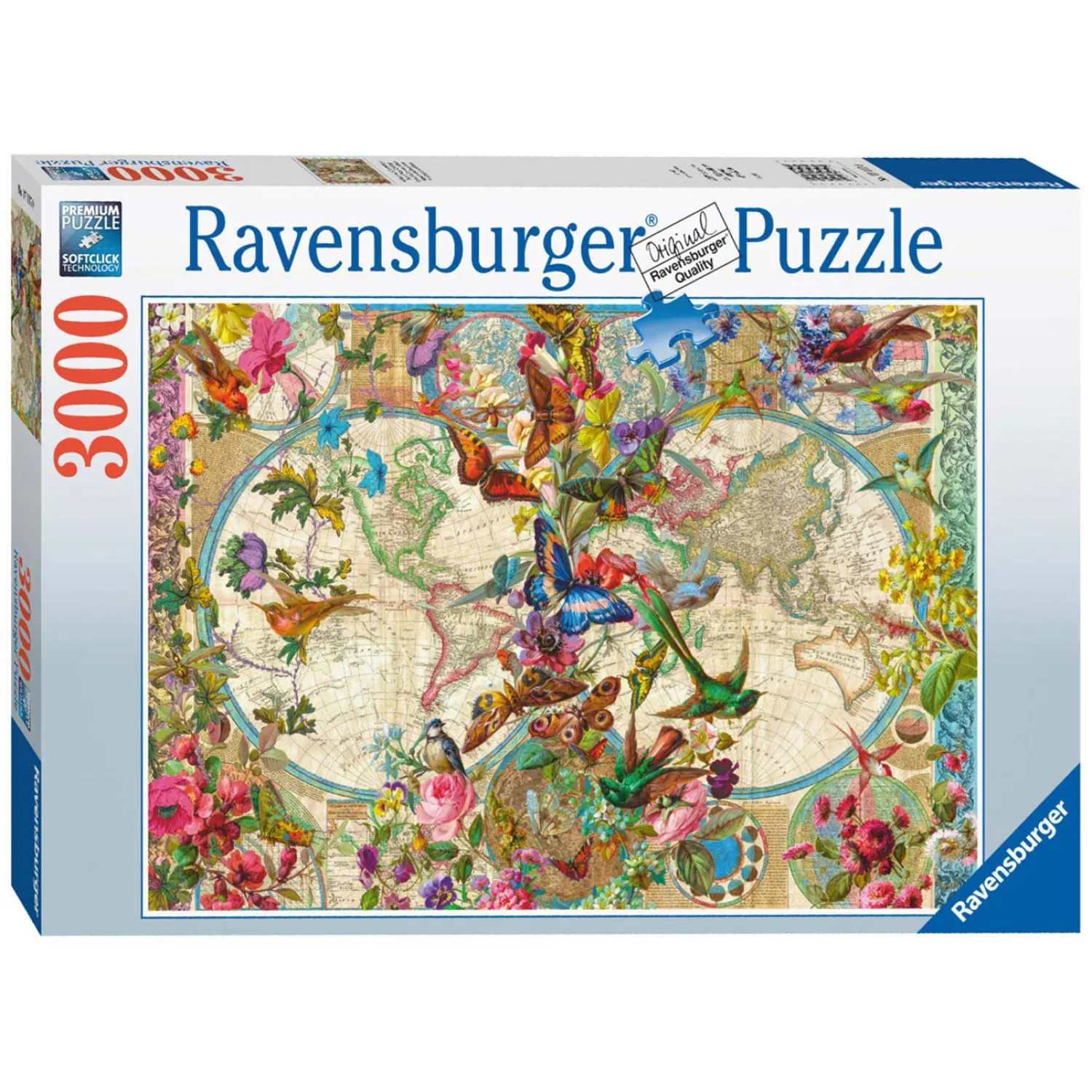 Legpuzzel Flora en Fauna Wereldkaart, 3000st.-Ravensburger