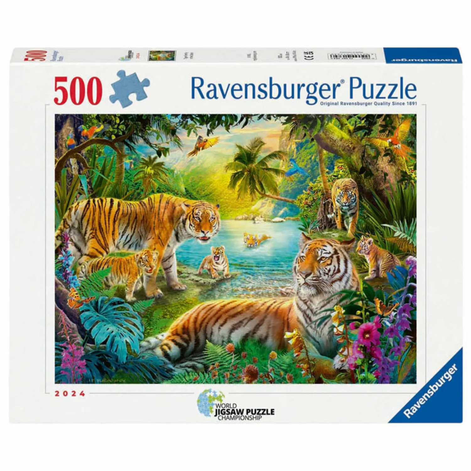 Legpuzzel Tijgerfamilie in de Oase - 500st.>Ravensburger Online