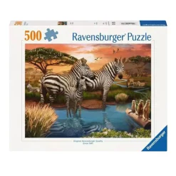 Legpuzzel Zebra's Bij de Drinkplaats, 1000st.-Ravensburger