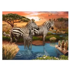Legpuzzel Zebra's Bij de Drinkplaats, 1000st.-Ravensburger