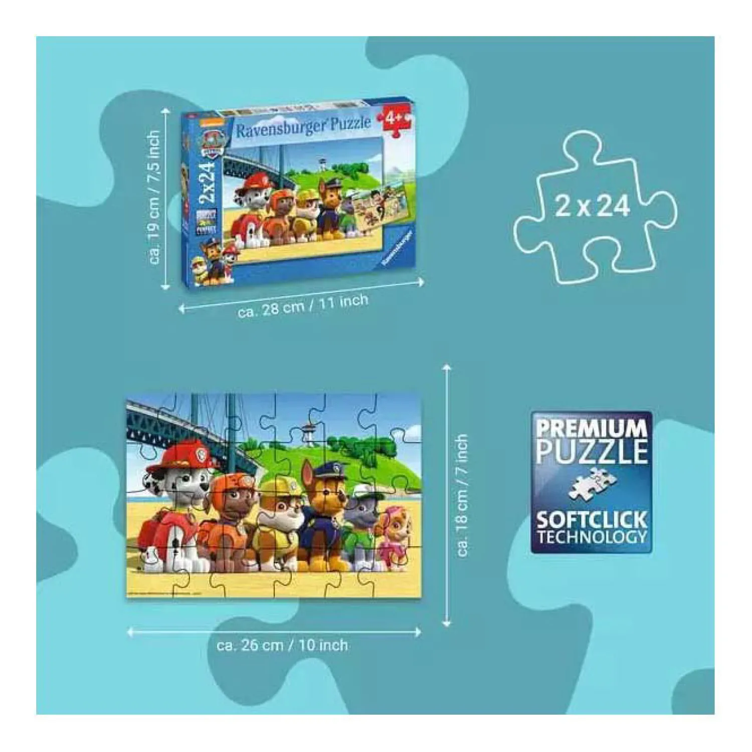 PAW Patrol Puzzel - Dappere Honden, 2x24st.-Ravensburger Sale