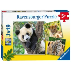 Puzzel Panda, Tijger en Leeuw, 3x49st.-Ravensburger Outlet