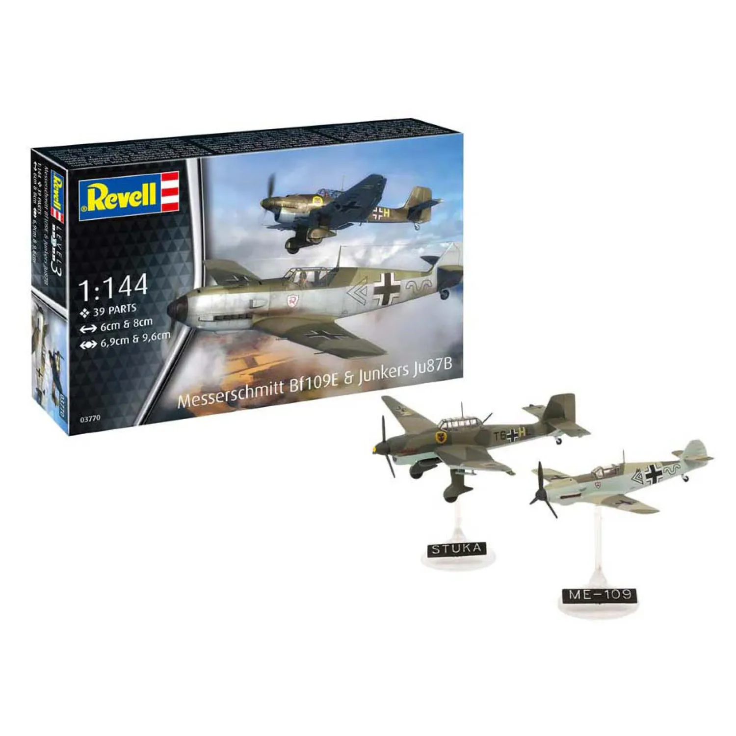 Modelbouwpakket - Messerschmitt Bf109E & Junkers Ju87B 1:144 - 39dlg.>Revell New