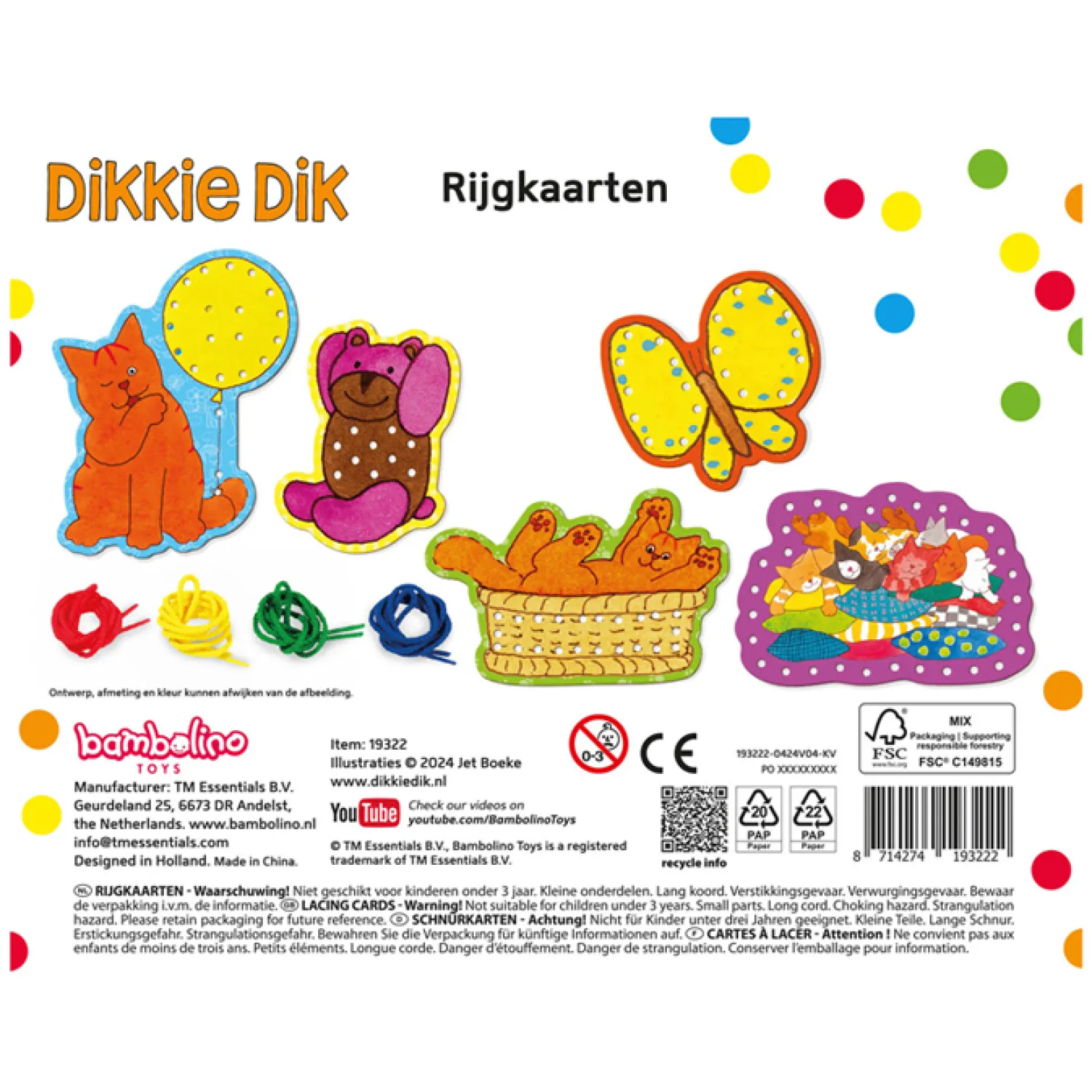 Rijgkaarten Set Dikkie Dik-Bambolino Toys Outlet