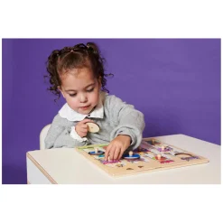 Rolf - Houten Noppenpuzzel Bloemen, 10st. Best