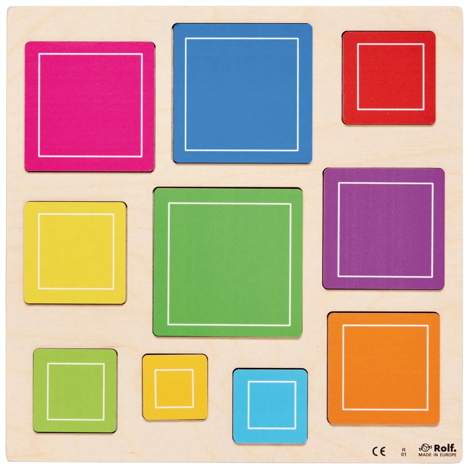 Rolf - Relief Houten Vormenpuzzel Vierkant Driehoek en Circkels, Set van 3 Discount