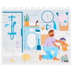 Rolf More - Houten Verticale Blokpuzzel Badkamer - 28st.- Hot