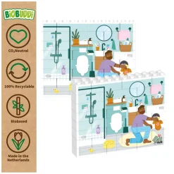 Rolf More - Houten Verticale Blokpuzzel Badkamer - 28st.- Hot