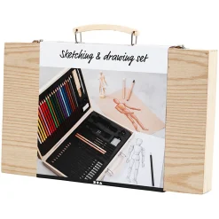 Schets en Tekenset in Houten Koffer-Creativ Company Online
