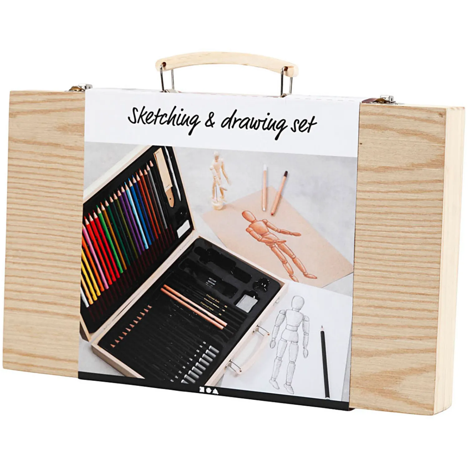 Schets en Tekenset in Houten Koffer-Creativ Company Online