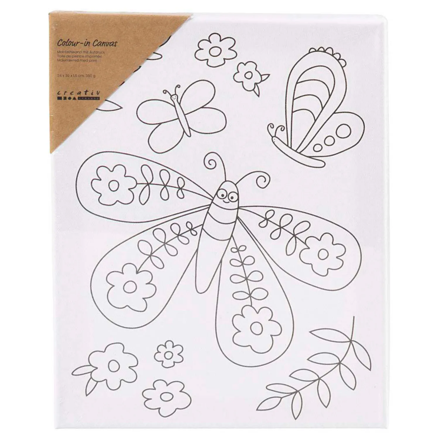 Creativ Company Schildercanvas met Print Grote Vlinder - 24x30cm Clearance